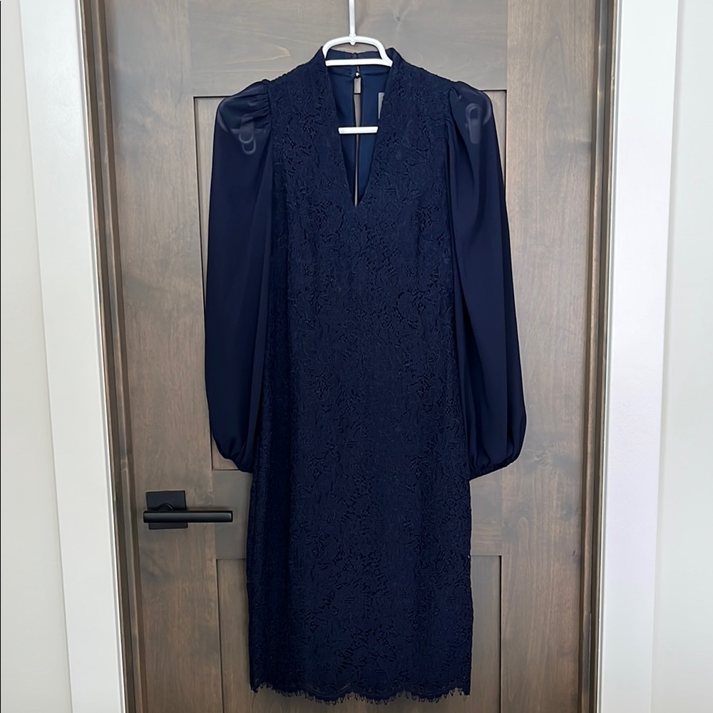 Vince Camuto Navy Lace Sheath Dress